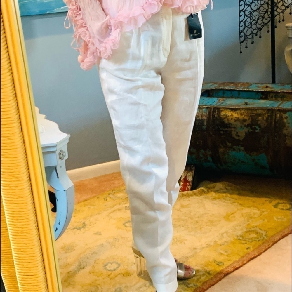 NWT Massimo Dutti,Gorgeous Creamy Ivory,High-Waisted, Linen,Oozes Class,Size 6